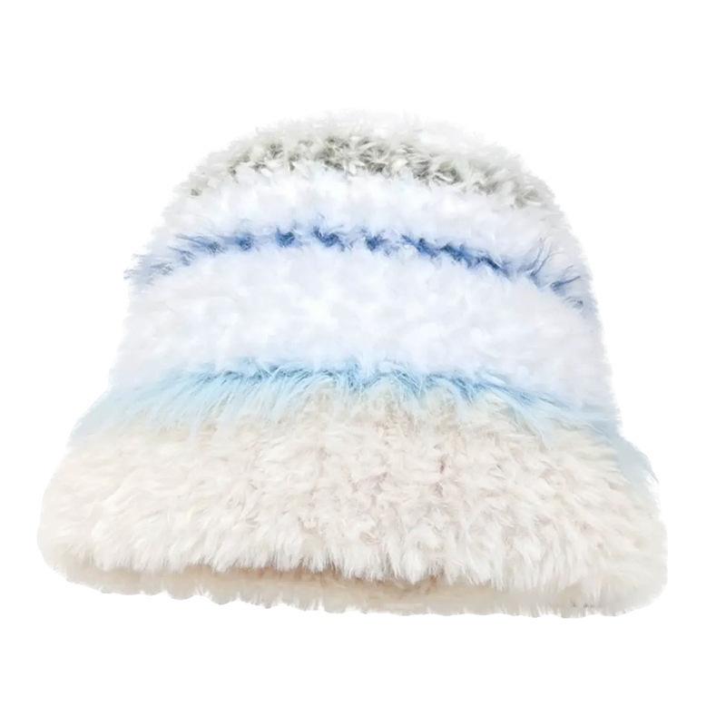 Hats |  Womens Striped Fuzzy Knitted Beanie Hat Accessories Hats