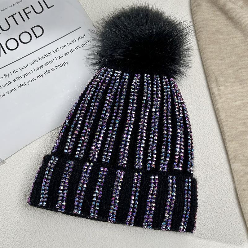 Hats |  Womens Winter Warm Striped Knitted Beanie Accessories Hats