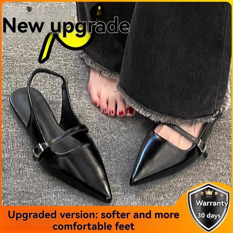 Heels |  Womens Pointed Toe Buckle Decor Slingback Heels Heels Black