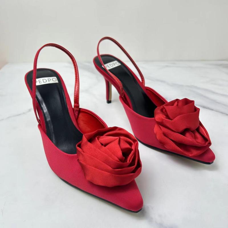 Heels |  Womens Rose Satin Slingback Heels Heels Black & White