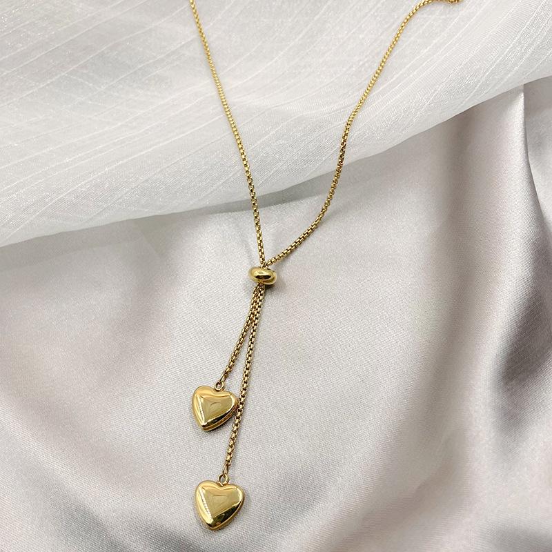 Jewelry |  Womens Double Heart Y-Shaped Necklace Accessories Gold