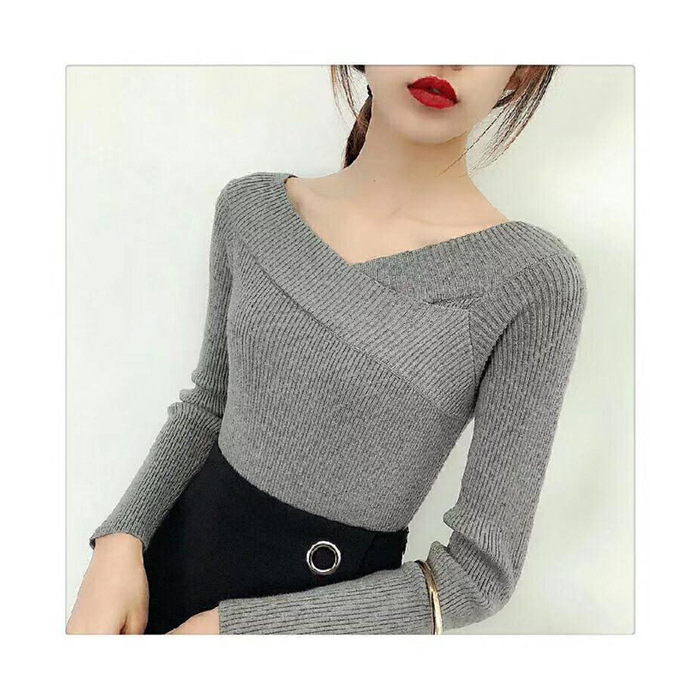 Knitwear |  Womens Asymmetrical Neck Button Knitted Long Sleeve Top Clothing Knitwear