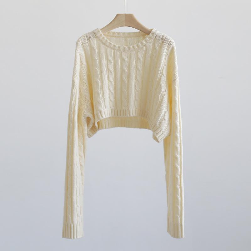 Knitwear |  Womens Cable Knit Round Neckline Solid Metallic Long Sleeve Top Clothing Gold