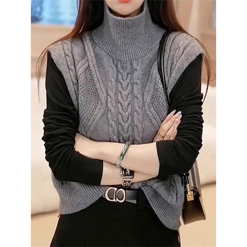 Knitwear |  Womens High Neck Ripped Knitted Vest Clothing Knitwear