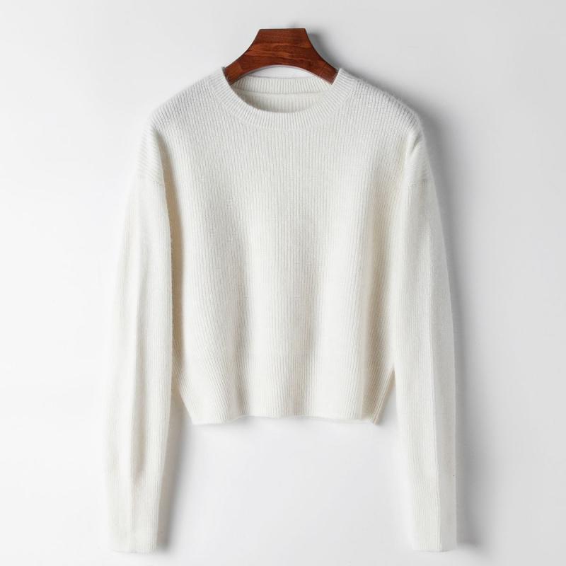 Knitwear |  Womens Knit Round Neckline Mushroom Crop Sweater Clothing Cream