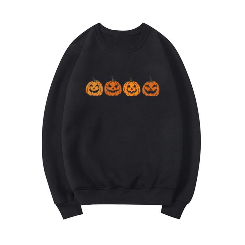 Knitwear |  Womens Knit Round Neckline Pumpkin Graphic Oversized Long Sleeve Top Clothing Black