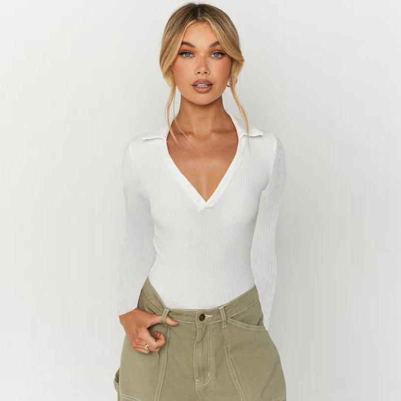 Knitwear |  Womens Knit V-Neck Solid Rib Long Sleeve Top Clothing Khaki