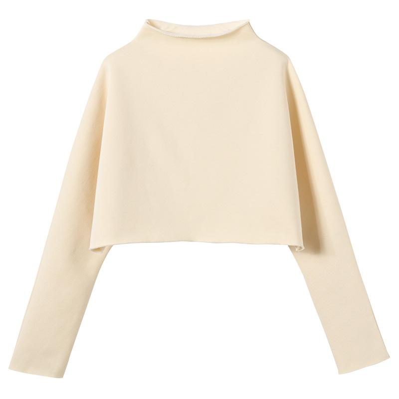 Knitwear |  Womens Knitted Collar Solid Zipper Long Sleeve Crop Top Clothing Knitwear