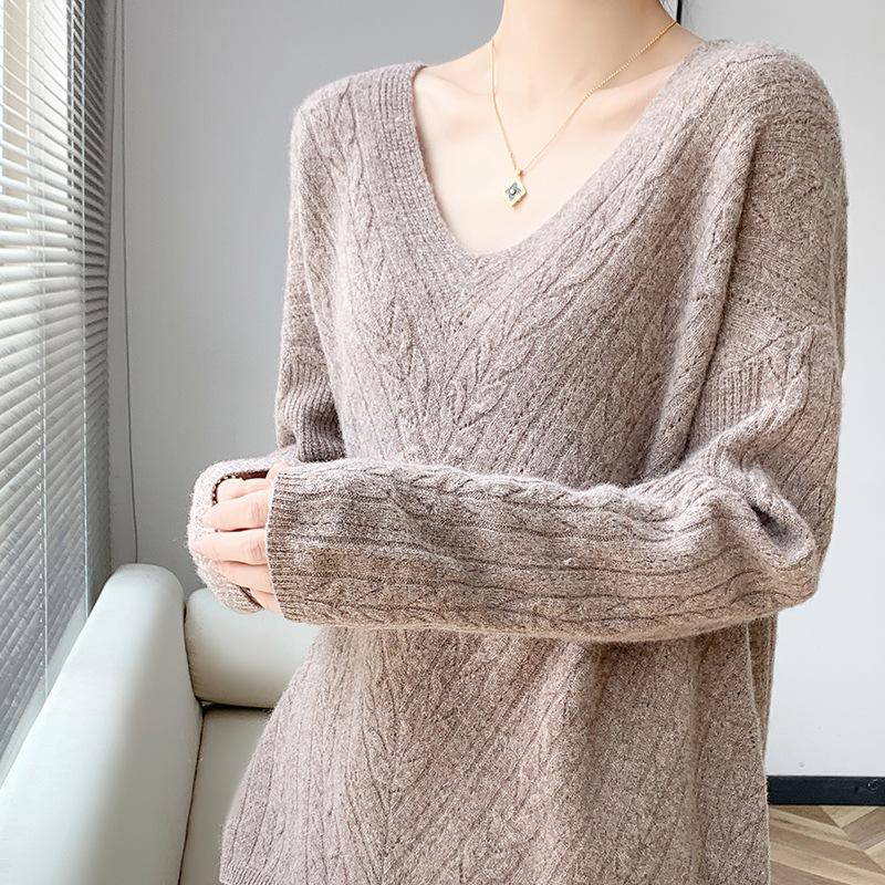 Knitwear |  Womens Mohair V-Neck Solid See-Through Sweater Clothing Knitwear