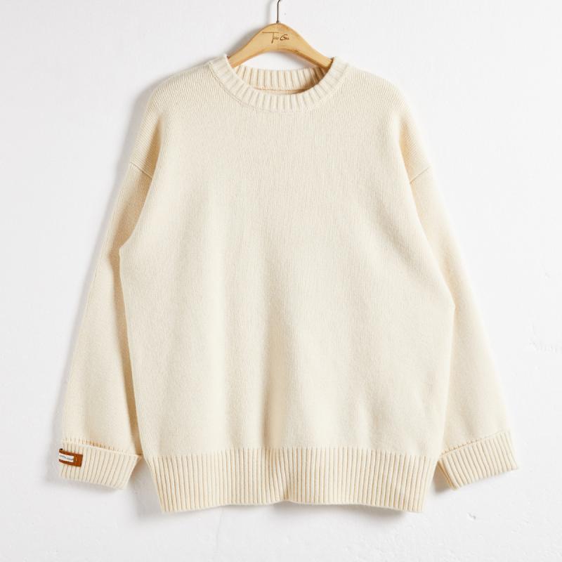 Knitwear |  Womens Round Neck Goose Pattern Sleeve Knitted Top Clothing Ivory