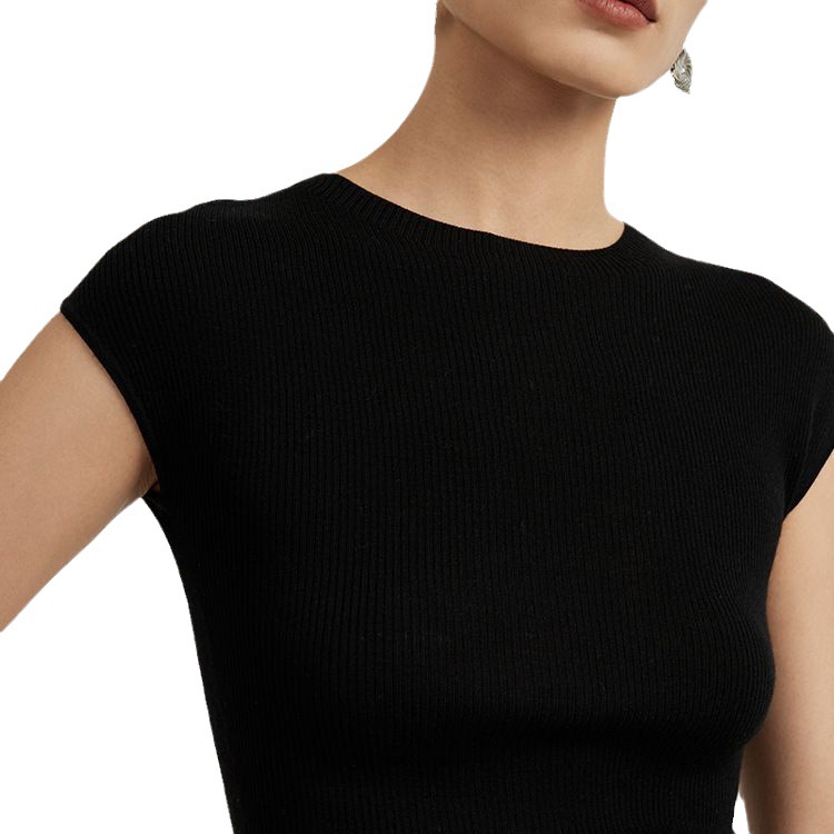 Knitwear |  Womens Round Neck Knitted Short Sleeve Tee Clothing Knitwear