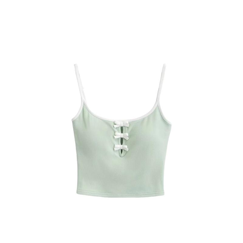 Knitwear |  Womens Scoop Neck Bowknot Contrasting Binding Knitted Crop Cami Top Clothing Knitwear