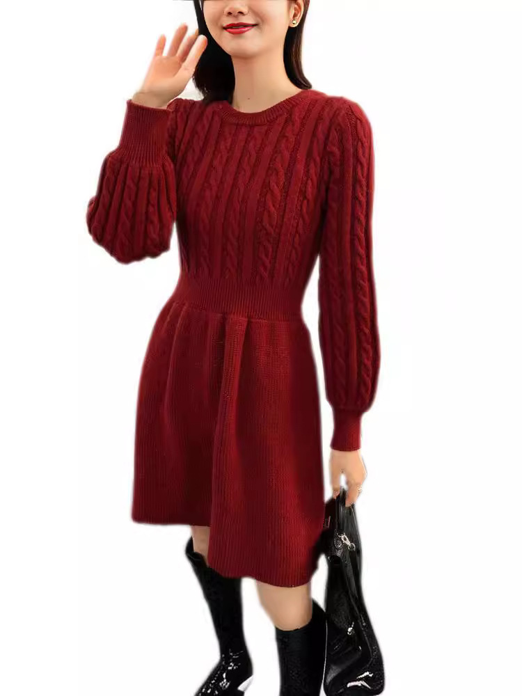 Knitwear |  Womens Vestido Mini De Punto Con Botones Y Cuello En V De Cable Knit Clothing Knitwear