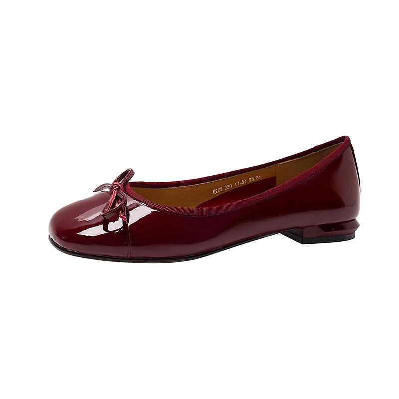 Mary Janes |  Womens Bowknot & Faux Patent Leather Trimmed Mary Jane Flats Mary Janes Mary Janes