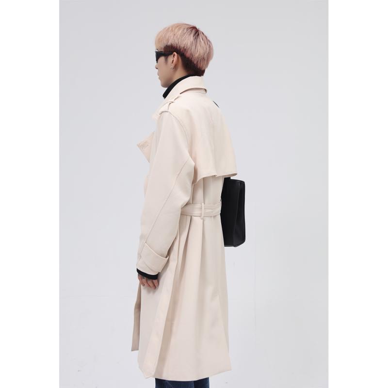 Outerwear |  Womens Gabardina Larga Con Cinturón De Cuello Sólido Oversize Clothing Caqui