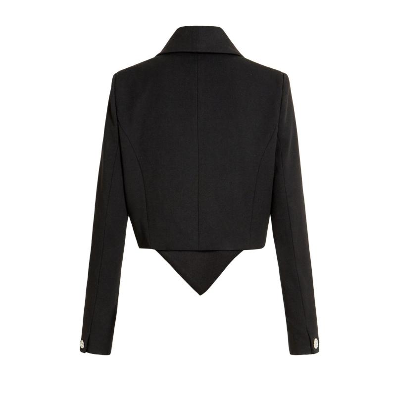 Outerwear |  Womens Solid Buckle Crop Blazer Clothing Black