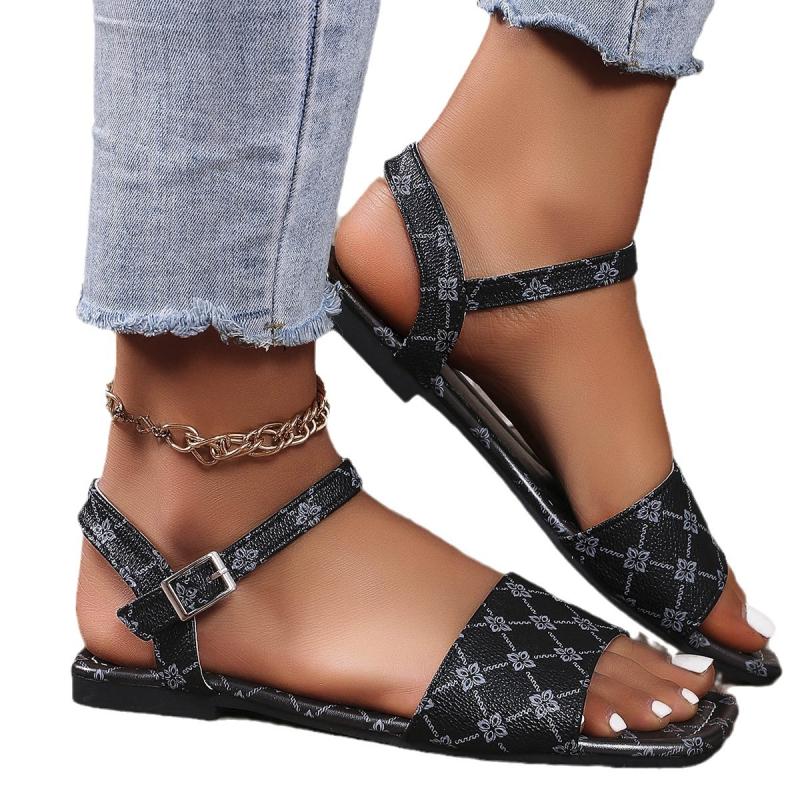 Sandals |  Womens Faux Leather Chunky Heeled Sandals Sandals Sandals