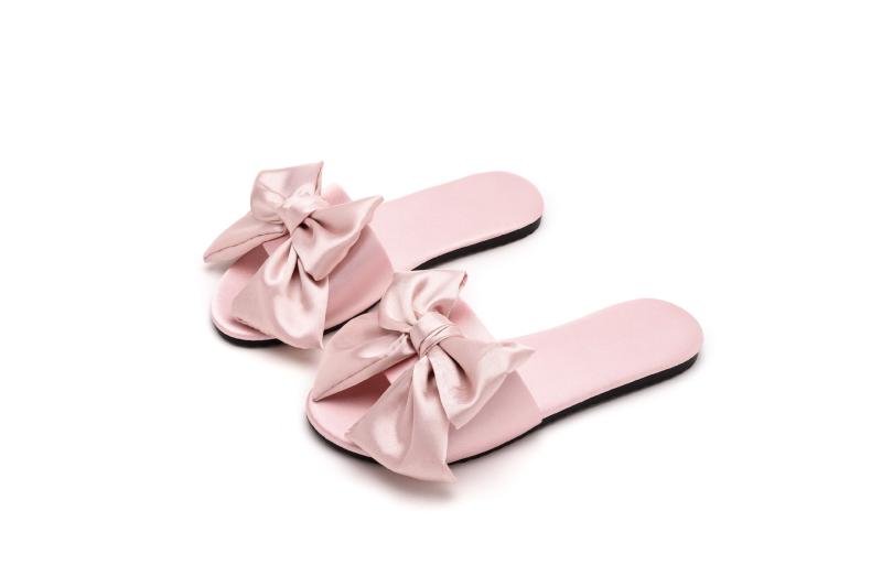 Slippers |  Womens Bowknot Slippers Shoes Black & White