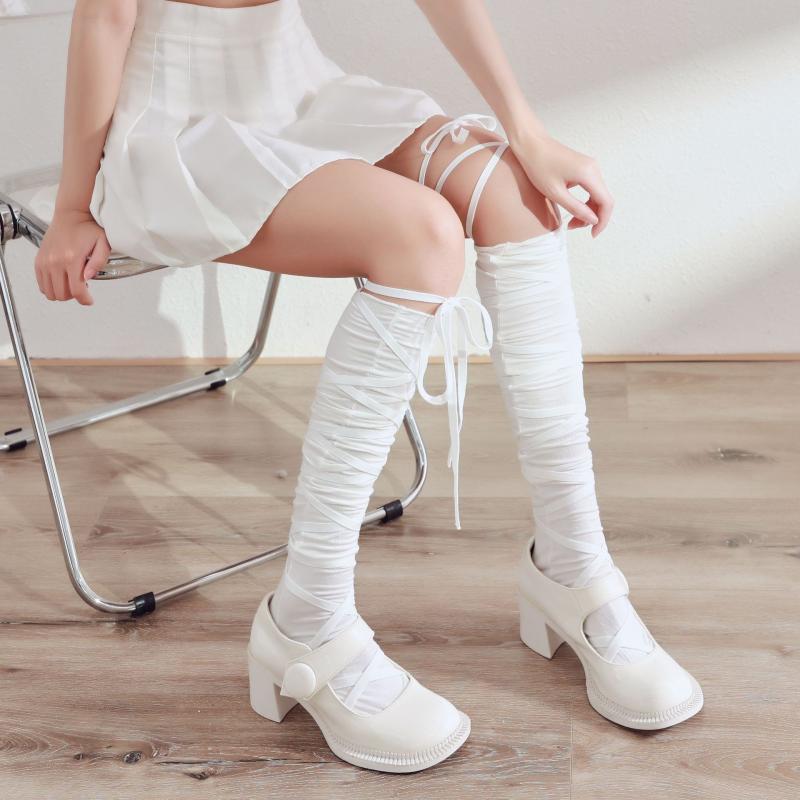 Socks & Tights |  Womens Ruched Over The Calf Socks Accessories Baby Blue