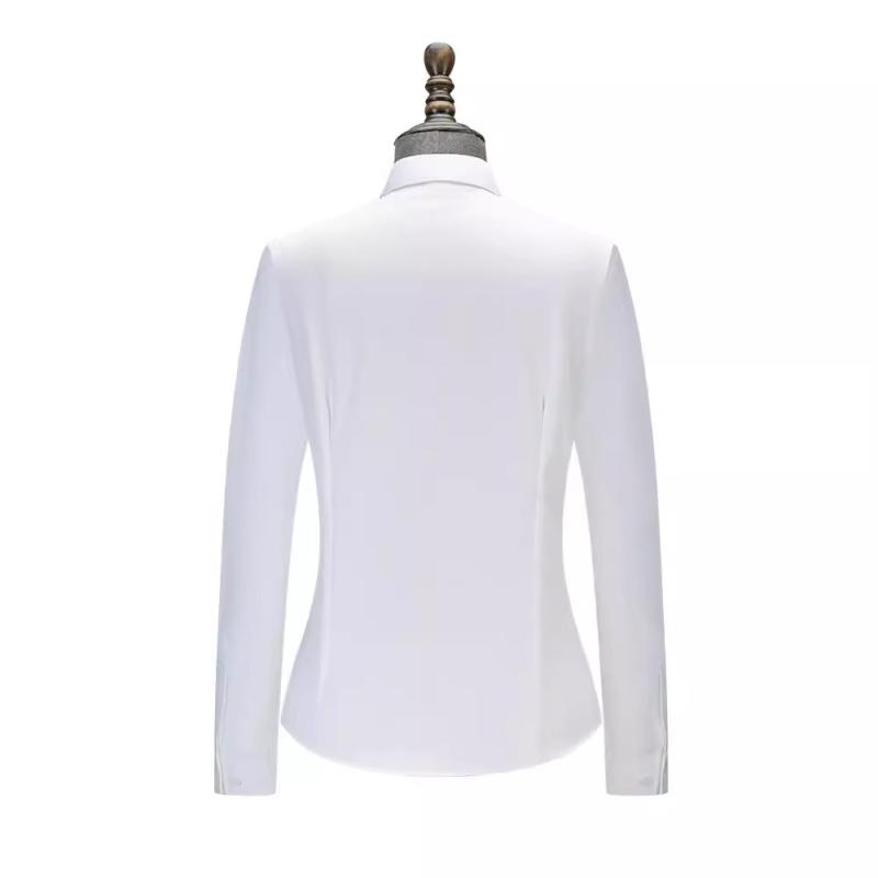 Tops |  Womens 100% Cotton Collar Solid Wrap Knotted Long Sleeve Shirt Clothing Tops