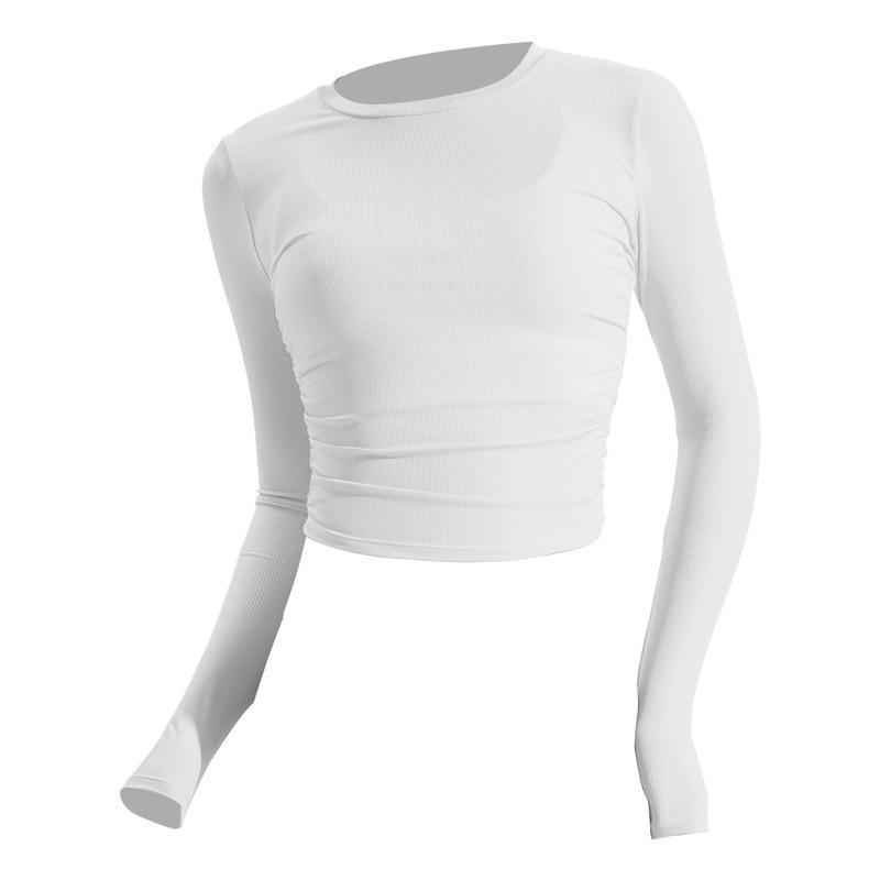 Tops |  Womens Boat Neck Solid Ruched Long Sleeve Tee Clothing Tops