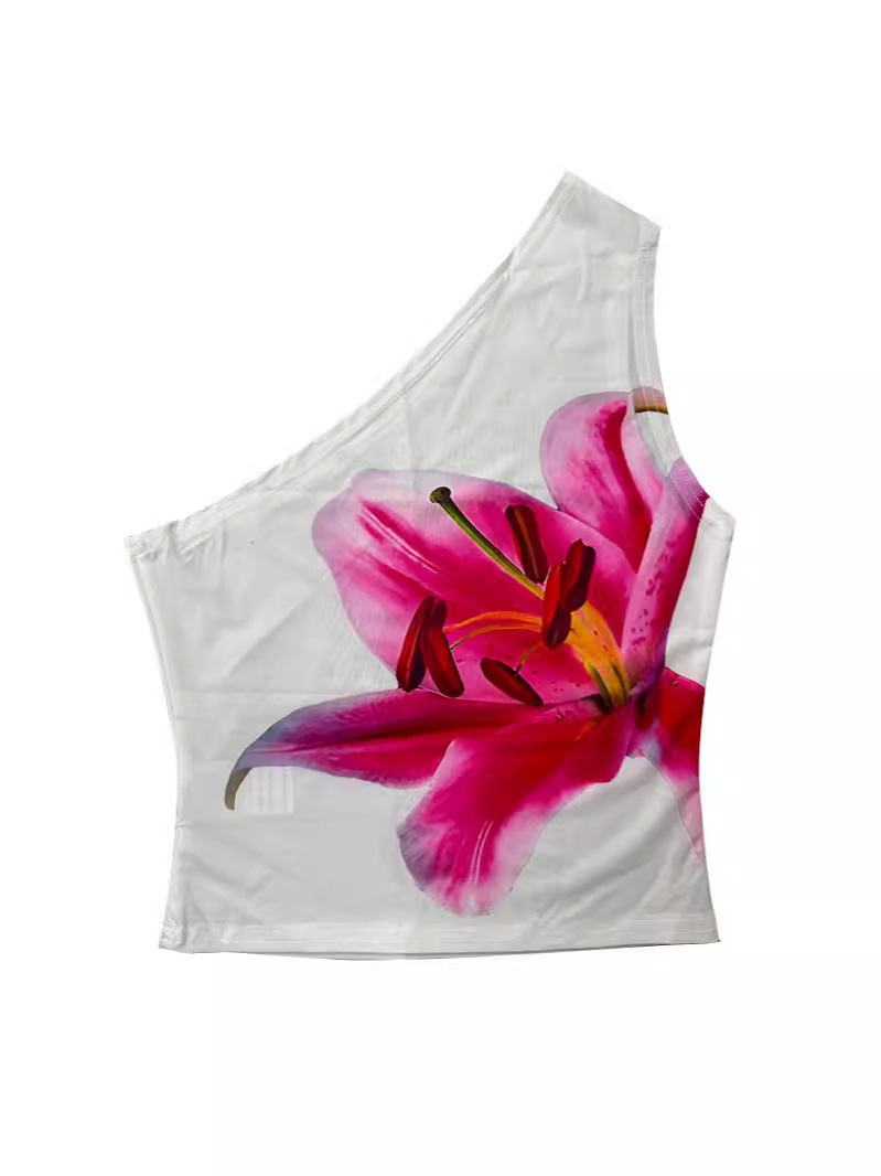 Tops |  Womens Cotton-Blend Round Neckline Floral Tank Top Clothing Tops