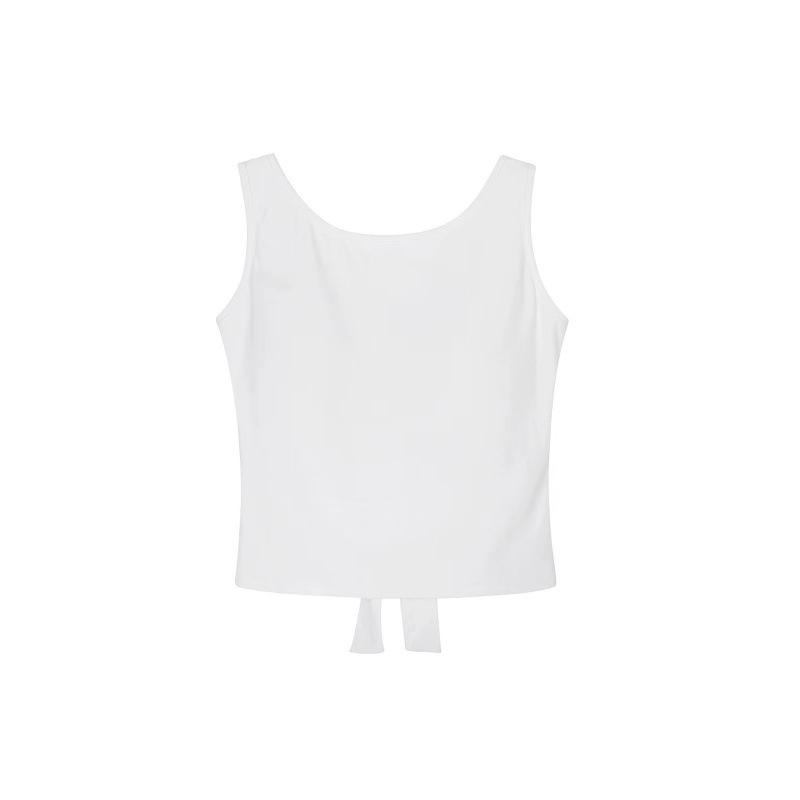 Tops |  Womens Linen-Blend Boat Neckline Solid Bowknot Tank Top Clothing Tops