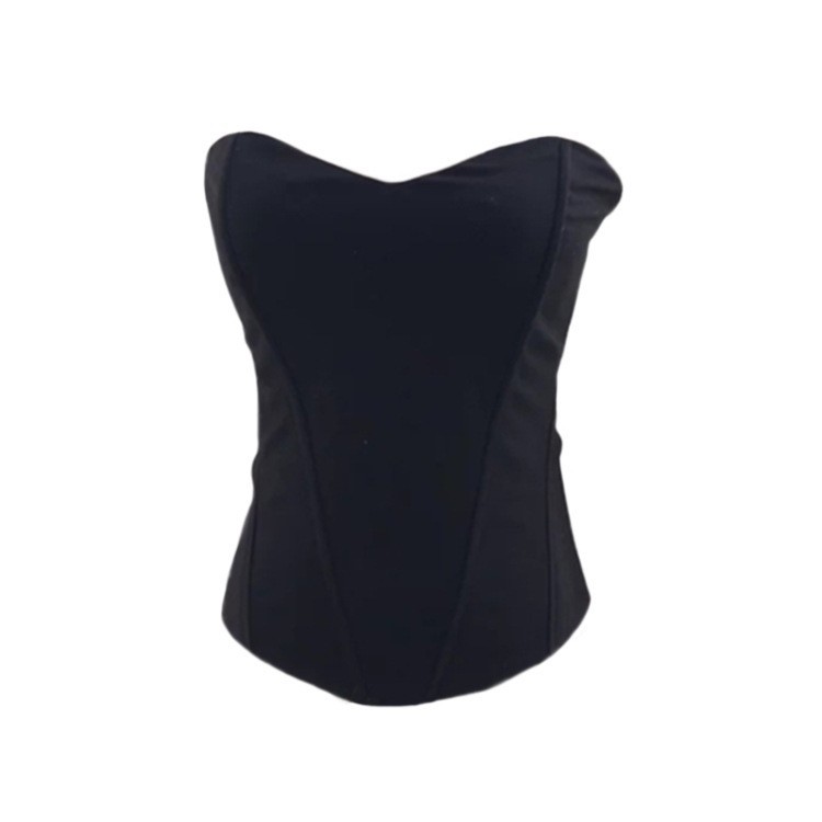 Tops |  Womens Round Neckline Solid Corset Button Crop Tank Top Clothing Dark Navy