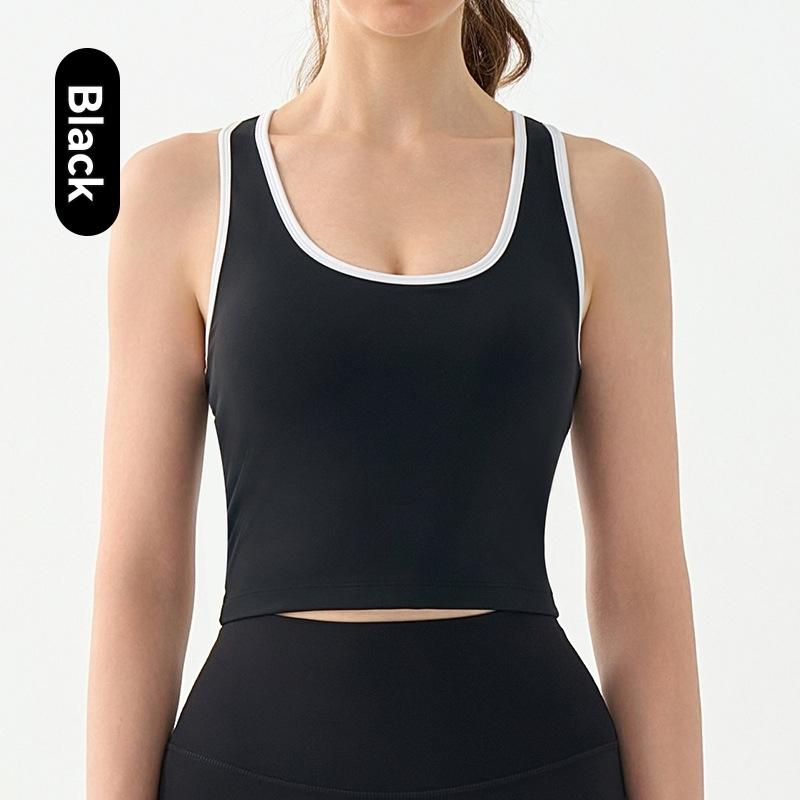 Tops |  Womens Scoop Neck Contrasting Binding Tank Top Clothing Black