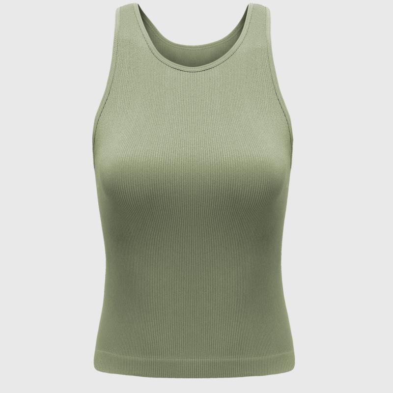 Tops |  Womens Solid Rib Twist Front Crop Top Clothing Olive Green