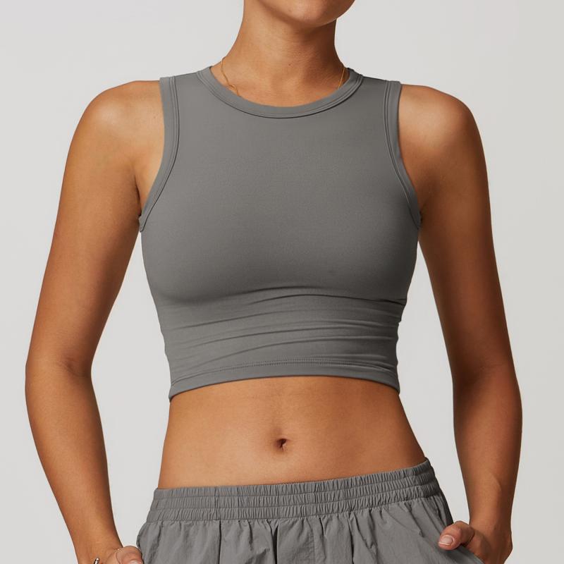 Tops |  Womens Solid Ruched Square Neck Crop Top Clothing Grey