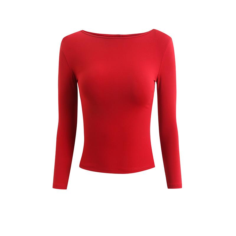 Tops |  Womens Square Neck Ruched Long Sleeve Top Clothing Red