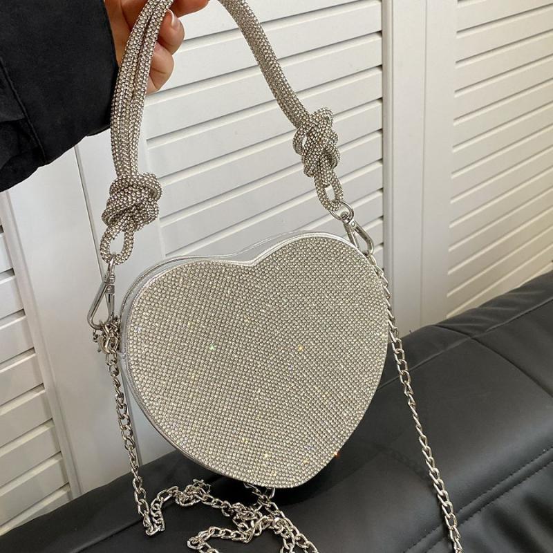 Bags |  Womens Rhinestone Heart-Shaped Clutch Bag Accessories Bags