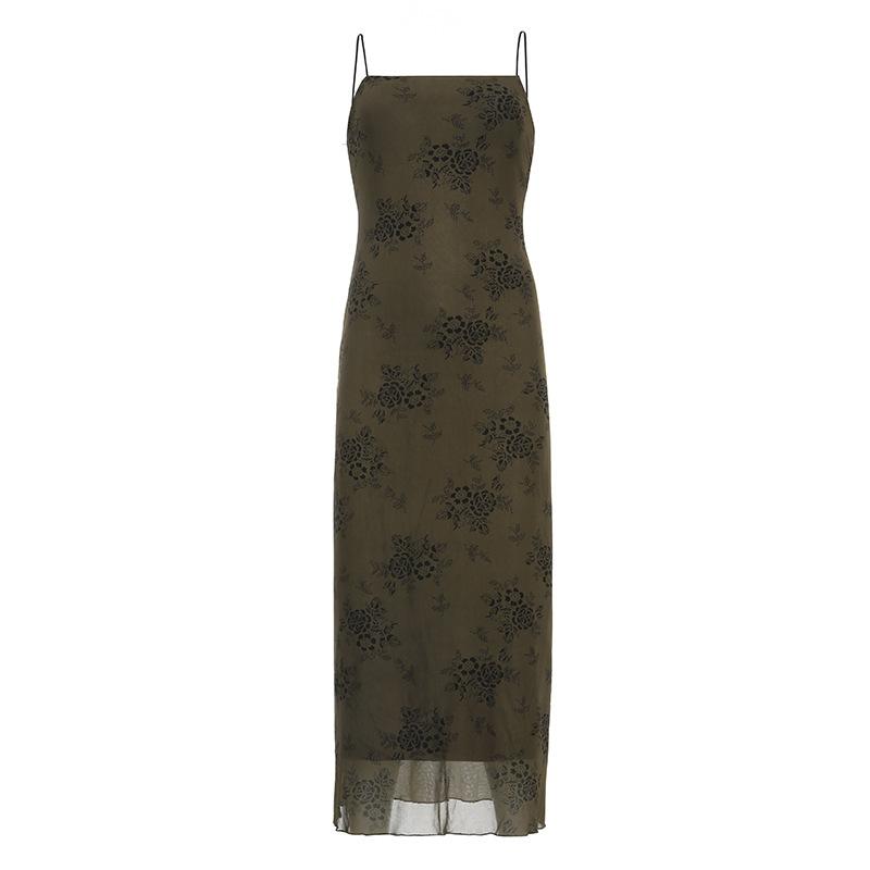 Dresses |  Womens Mesh Floral Ruched Midi Dress Clothing Dresses